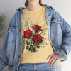 Wildflowers and Red Roses, Graphic T-Shirts for Women, Floral Shirt, Womens Short Sleeve, Ladies Graphic Tees #5127TTS