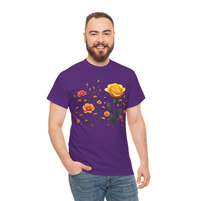 Wildflowers and a Yellow Rose, Graphic T-Shirts for Women, Floral Shirt, Womens Short Sleeve, Ladies Graphic Tees #5010TTS