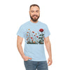 Wildflowers and a Red Rose, Graphic T-Shirts for Women, Floral Shirt, Womens Short Sleeve, Ladies Graphic Tees #5008TTS