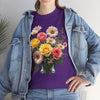 Wildflowers and Pink & Yellow Roses, Graphic T-Shirts for Women, Floral Shirt, Womens Short Sleeve, Ladies Graphic Tees #5136TTS