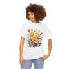 Wildflowers and Pink & Yellow Roses, Graphic T-Shirts for Women, Floral Shirt, Womens Short Sleeve, Ladies Graphic Tees #5137TTS