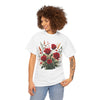 Wildflowers and Red Roses, Graphic T-Shirts for Women, Floral Shirt, Womens Short Sleeve, Ladies Graphic Tees #5129TTS