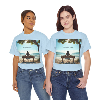 My Happy Place, Woman on Bench, Looking at Waves,Safe Place T-Shirt, Finding My Happy Place Top, Ocean Waves,#5003STS