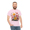 Wildflowers and Pink & Yellow Roses, Graphic T-Shirts for Women, Floral Shirt, Womens Short Sleeve, Ladies Graphic Tees #5147TTS