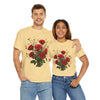 Wildflowers and Red Roses, Graphic T-Shirts for Women, Floral Shirt, Womens Short Sleeve, Ladies Graphic Tees #5131TTS