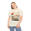 Wildflowers and Orange Roses, Graphic T-Shirts for Women, Floral Shirt, Womens Short Sleeve, Ladies Graphic Tees #5046TTS