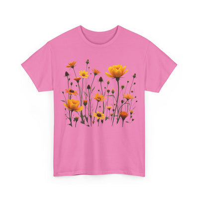 Wildflowers and Yellow Roses, Graphic T-Shirts for Women, Floral Shirt, Womens Short Sleeve, Ladies Graphic Tees #5011TTS
