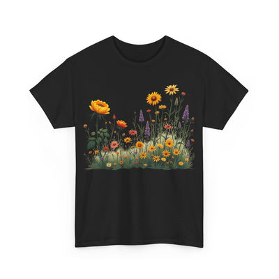 Wildflowers and Yellow Roses, Graphic T-Shirts for Women, Floral Shirt, Womens Short Sleeve, Ladies Graphic Tees #5028TTS