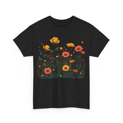 Wildflowers and Yellow Roses, Graphic T-Shirts for Women, Floral Shirt, Womens Short Sleeve, Ladies Graphic Tees #5026TTS