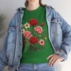 Wildflowers and Pink & Red Roses, Graphic T-Shirts for Women, Floral Shirt, Womens Short Sleeve, Ladies Graphic Tees #5134TTS