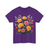 Wildflowers and Pink & Yellow Roses, Graphic T-Shirts for Women, Floral Shirt, Womens Short Sleeve, Ladies Graphic Tees #5142TTS