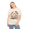 Wildflowers and Red Roses, Graphic T-Shirts for Women, Floral Shirt, Womens Short Sleeve, Ladies Graphic Tees #5035TTS