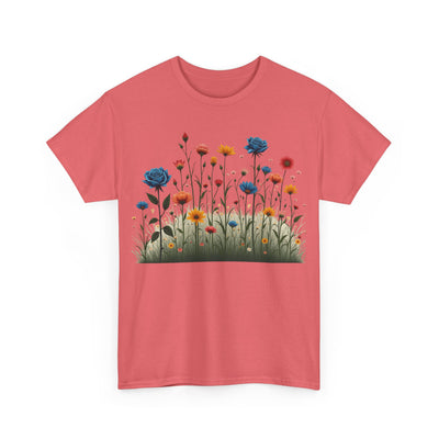 Wildflowers and Blue Roses, Graphic T-Shirts for Women, Floral Shirt, Womens Short Sleeve, Ladies Graphic Tees #5050TTS