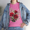 Wildflowers and Red Roses, Graphic T-Shirts for Women, Floral Shirt, Womens Short Sleeve, Ladies Graphic Tees #5127TTS
