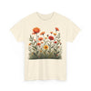 Wildflowers and Orange Roses, Graphic T-Shirts for Women, Floral Shirt, Womens Short Sleeve, Ladies Graphic Tees #5045TTS