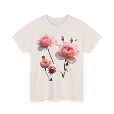 Wildflowers and Pink Roses, Graphic T-Shirts for Women, Floral Shirt, Womens Short Sleeve, Ladies Graphic Tees #5019TTS