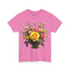 Wildflowers and Pink & Yellow Roses, Graphic T-Shirts for Women, Floral Shirt, Womens Short Sleeve, Ladies Graphic Tees #5143TTS