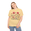 Wildflowers and Pink Roses, Graphic T-Shirts for Women, Floral Shirt, Womens Short Sleeve, Ladies Graphic Tees #5015TTS