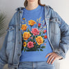 Wildflowers and Pink & Yellow Roses, Graphic T-Shirts for Women, Floral Shirt, Womens Short Sleeve, Ladies Graphic Tees #5142TTS