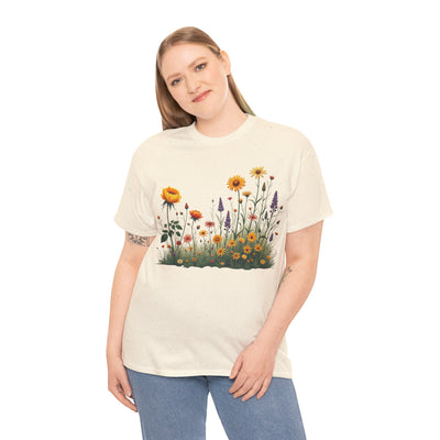 Wildflowers and Yellow Roses, Graphic T-Shirts for Women, Floral Shirt, Womens Short Sleeve, Ladies Graphic Tees #5028TTS