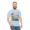 Wildflowers and Orange Roses, Graphic T-Shirts for Women, Floral Shirt, Womens Short Sleeve, Ladies Graphic Tees #5046TTS