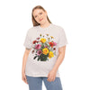 Wildflowers and Pink & Yellow Roses, Graphic T-Shirts for Women, Floral Shirt, Womens Short Sleeve, Ladies Graphic Tees #5138TTS