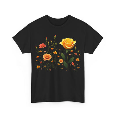 Wildflowers and a Yellow Rose, Graphic T-Shirts for Women, Floral Shirt, Womens Short Sleeve, Ladies Graphic Tees #5010TTS