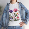 Wildflowers and Pink/Violet Roses, Graphic T-Shirts for Women, Floral Shirt, Womens Short Sleeve, Ladies Graphic Tees #5101TTS
