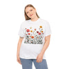 Wildflowers and Pink Roses, Graphic T-Shirts for Women, Floral Shirt, Womens Short Sleeve, Ladies Graphic Tees #5023TTS
