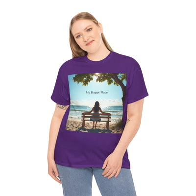 My Happy Place, Woman on Bench, Looking at Waves,Safe Place T-Shirt, Finding My Happy Place Top, Ocean Waves,#5003STS