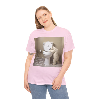 Please Put the Seat Down, Seriously, It's Not that Complicated, Polar Bear Toilet Seat Down, Seat Down Reminder Shirt #5004STS