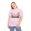 Wildflowers and White Roses, Graphic T-Shirts for Women, Floral Shirt, Womens Short Sleeve, Ladies Graphic Tees #5039TTS