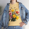 Wildflowers and Pink & Yellow Roses, Graphic T-Shirts for Women, Floral Shirt, Womens Short Sleeve, Ladies Graphic Tees #5138TTS