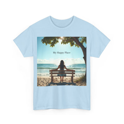 My Happy Place, Woman on Bench, Looking at Waves,Safe Place T-Shirt, Finding My Happy Place Top, Ocean Waves,#5003STS
