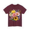 Wildflowers and Pink & Yellow Roses, Graphic T-Shirts for Women, Floral Shirt, Womens Short Sleeve, Ladies Graphic Tees #5145TTS