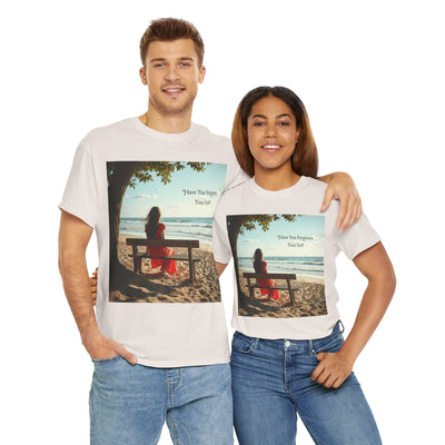 Have You Forgiven Your Ex?Woman on Bench Looking at Waves, Forgiving T-Shirt, Forgiveness, Relationship Healing Top #5002STS