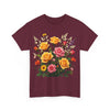 Wildflowers and Pink & Yellow Roses, Graphic T-Shirts for Women, Floral Shirt, Womens Short Sleeve, Ladies Graphic Tees #5142TTS