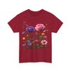 Wildflowers and Pink/Violet Roses, Graphic T-Shirts for Women, Floral Shirt, Womens Short Sleeve, Ladies Graphic Tees #5101TTS