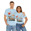 Wildflowers and Orange Roses, Graphic T-Shirts for Women, Floral Shirt, Womens Short Sleeve, Ladies Graphic Tees #5046TTS