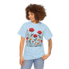 Wildflowers and Red Roses, Graphic T-Shirts for Women, Floral Shirt, Womens Short Sleeve, Ladies Graphic Tees #5034TTS