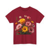 Wildflowers and Pink & Yellow Roses, Graphic T-Shirts for Women, Floral Shirt, Womens Short Sleeve, Ladies Graphic Tees #5147TTS
