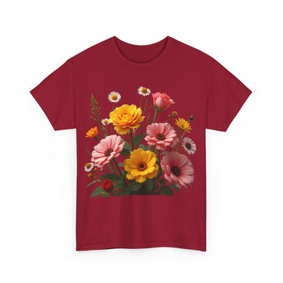 Wildflowers and Pink & Yellow Roses, Graphic T-Shirts for Women, Floral Shirt, Womens Short Sleeve, Ladies Graphic Tees #5147TTS
