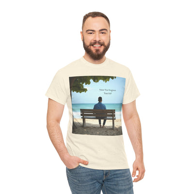 Have You Forgiven Your Ex?Man on Bench Looking at Waves, Forgiving T-Shirt, Forgiveness, Relationship Healing Top #5005STS