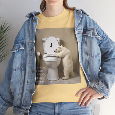 Please Put the Seat Down, Seriously, It's Not that Complicated, Polar Bear Toilet Seat Down, Seat Down Reminder Shirt #5004STS