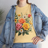Wildflowers and Pink & Yellow Roses, Graphic T-Shirts for Women, Floral Shirt, Womens Short Sleeve, Ladies Graphic Tees #5144TTS