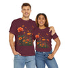 Wildflowers and Orange Roses, Graphic T-Shirts for Women, Floral Shirt, Womens Short Sleeve, Ladies Graphic Tees #5046TTS