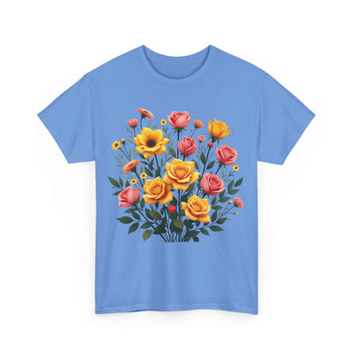 Wildflowers and Pink & Yellow Roses, Graphic T-Shirts for Women, Floral Shirt, Womens Short Sleeve, Ladies Graphic Tees #5139TTS