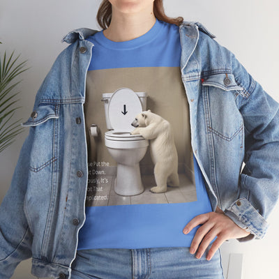 Please Put the Seat Down, Seriously, It's Not that Complicated, Polar Bear Toilet Seat Down, Seat Down Reminder Shirt #5004STS