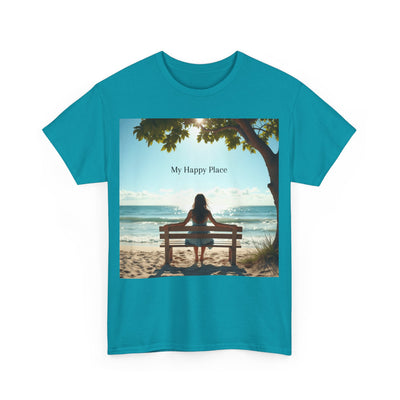 My Happy Place, Woman on Bench, Looking at Waves,Safe Place T-Shirt, Finding My Happy Place Top, Ocean Waves,#5003STS