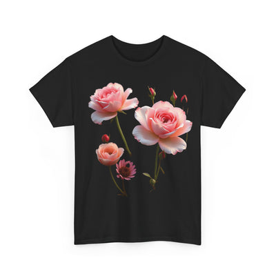 Wildflowers and Pink Roses, Graphic T-Shirts for Women, Floral Shirt, Womens Short Sleeve, Ladies Graphic Tees #5019TTS